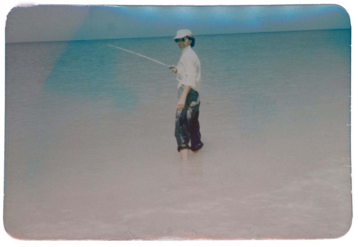 Nonnie with Fishing Pole, photographer unknown, glossy print from Kodachrome, undated