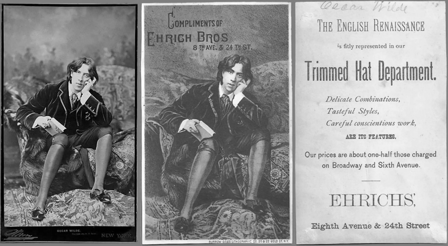 Wilde image No. 18 (left) and its unauthorized use in a trade card and verso 