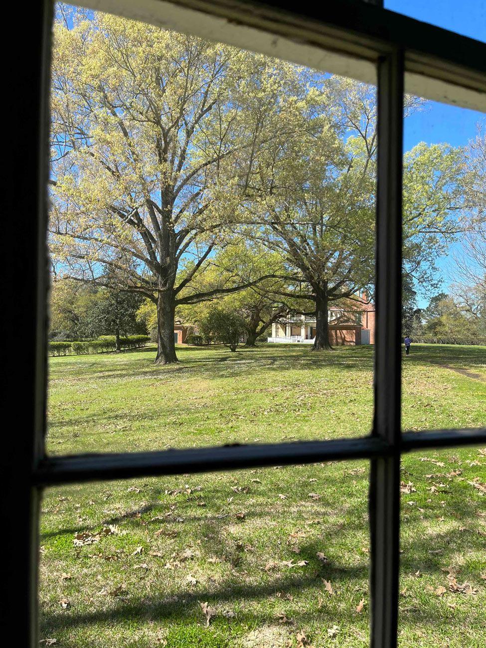  View of the Big House from the slave cabin at the Melrose Estate in Natchez, Mississippi.