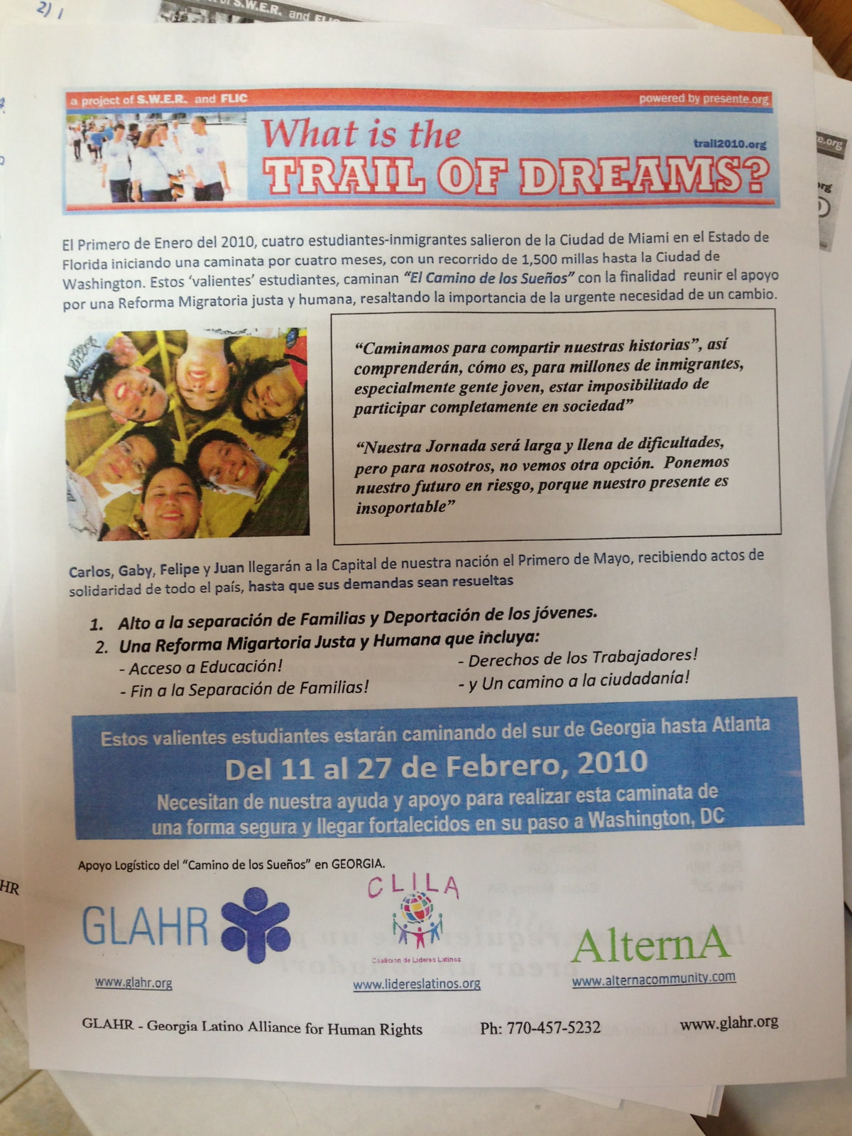 Trail of Dreams educational handout titled What Is the Trail of Dreams.