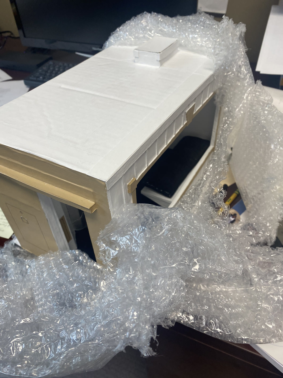 KVP, an incarcerated artist, mailed a replica of a cell at Holman Correctional Facility in bubble wrap.