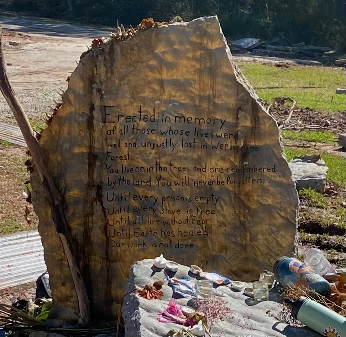 The memorial space in the Weelaunee Forest connected to Tortuguita’s death